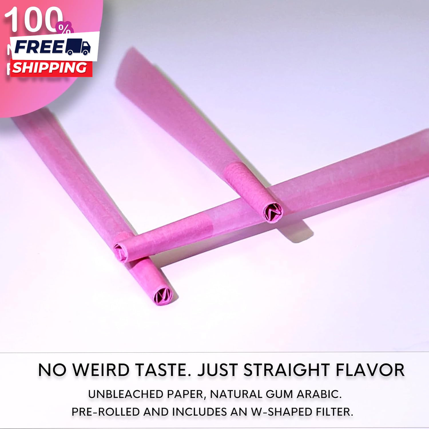 100 PACK Pink Cones Rolling Paper King Size 108Mm Pre Rolled Cones