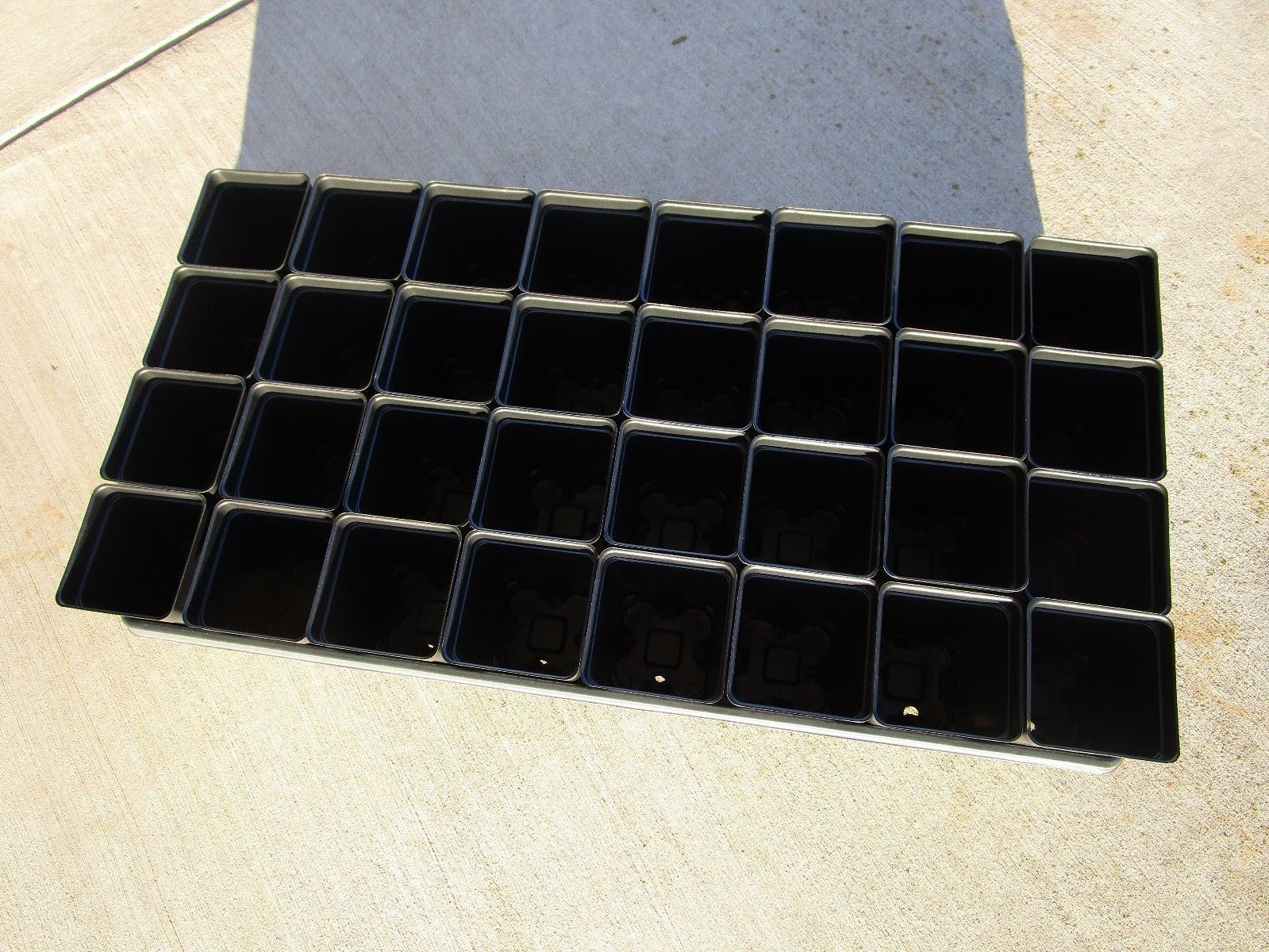 Set of 3 Divided Trays and 96 - 2.5 inch SQUARE DEEP NURSERY POTS Landmark