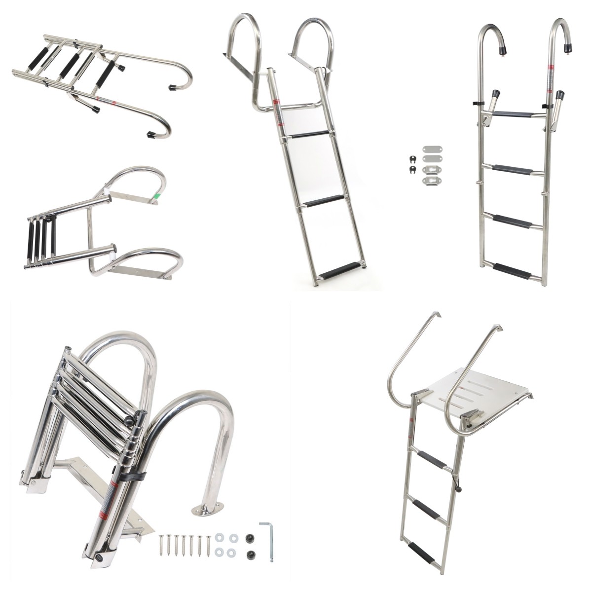 2/3/4/5 Steps Boarding Ladder Stainless Steel Telescoping Foldable Marine Ladder