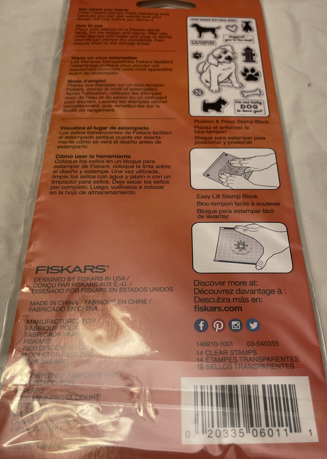 Dog Clear Acrylic Stamp Set by Fiskars Barking Mad NEW! 146910-1001