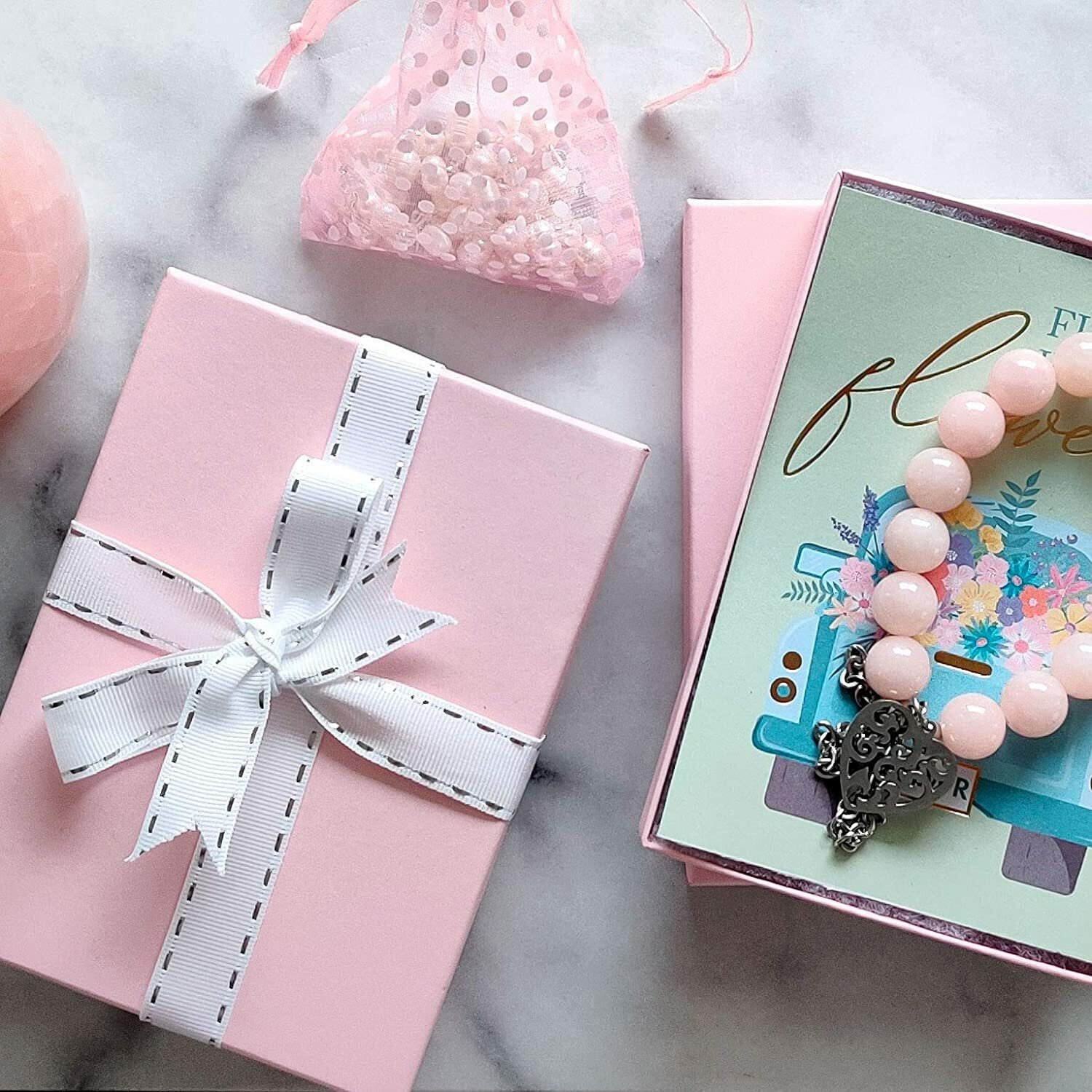 TheDisplayGuys 100-Pk Cotton Filled Cardboard Paper Jewelry Box Gift Case - Pink