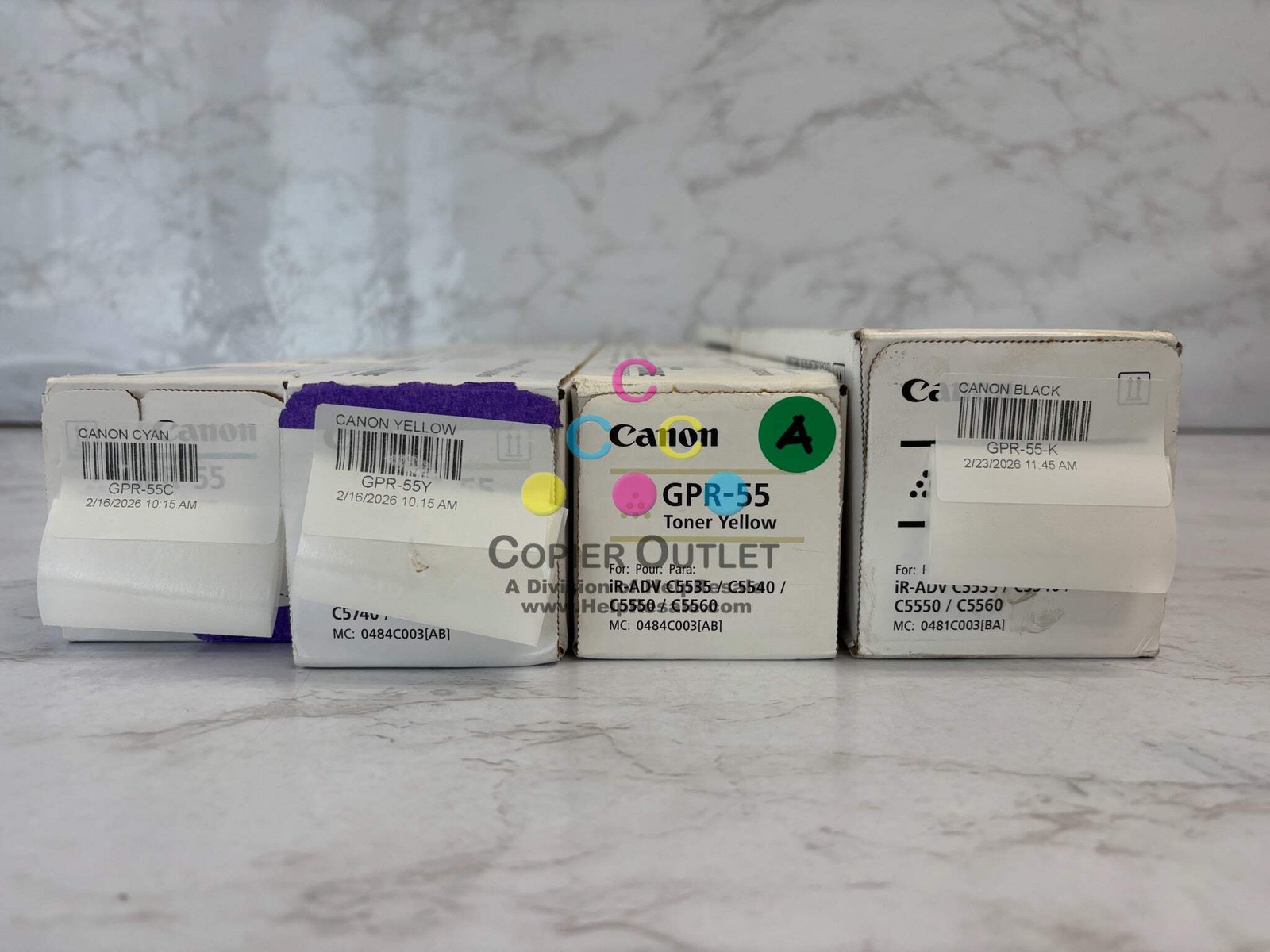 4 Genuine Canon iRAC5535i,C5540i,C5550 Cyan, Yellow & Black GPR-55 CYYK Toners