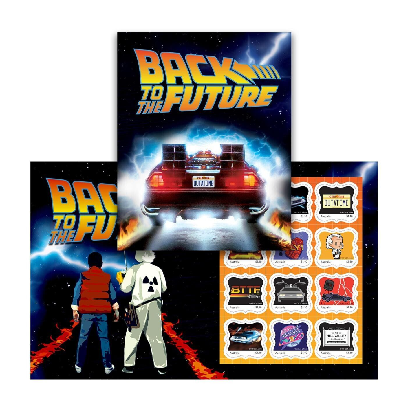 BACK TO THE FUTURE stamp pack Australia Post 2020 Marty McFly Delorean 80s