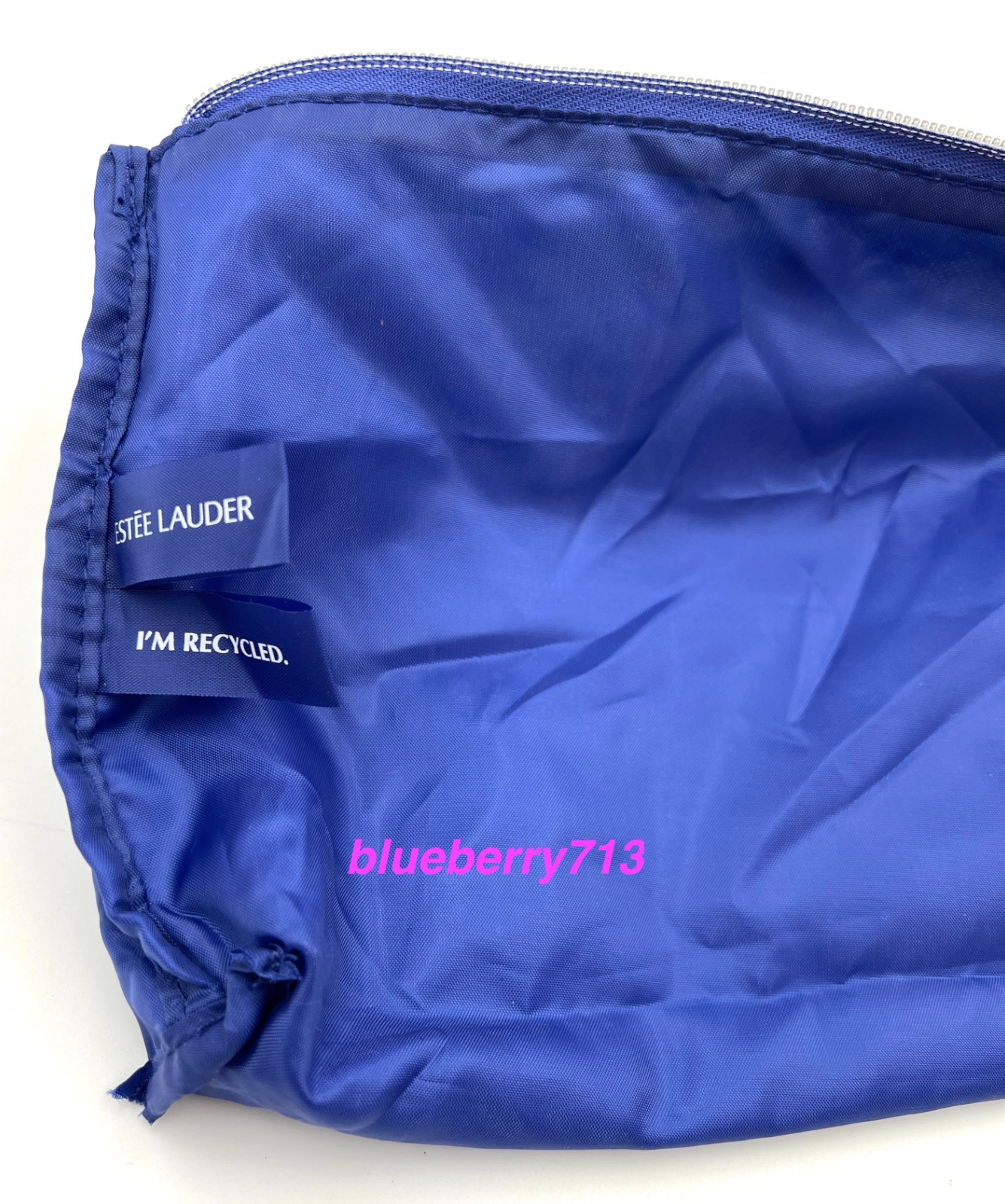 2 Bags: Estee Lauder Blue Flower , Bird Print Makeup Bag with Zipper