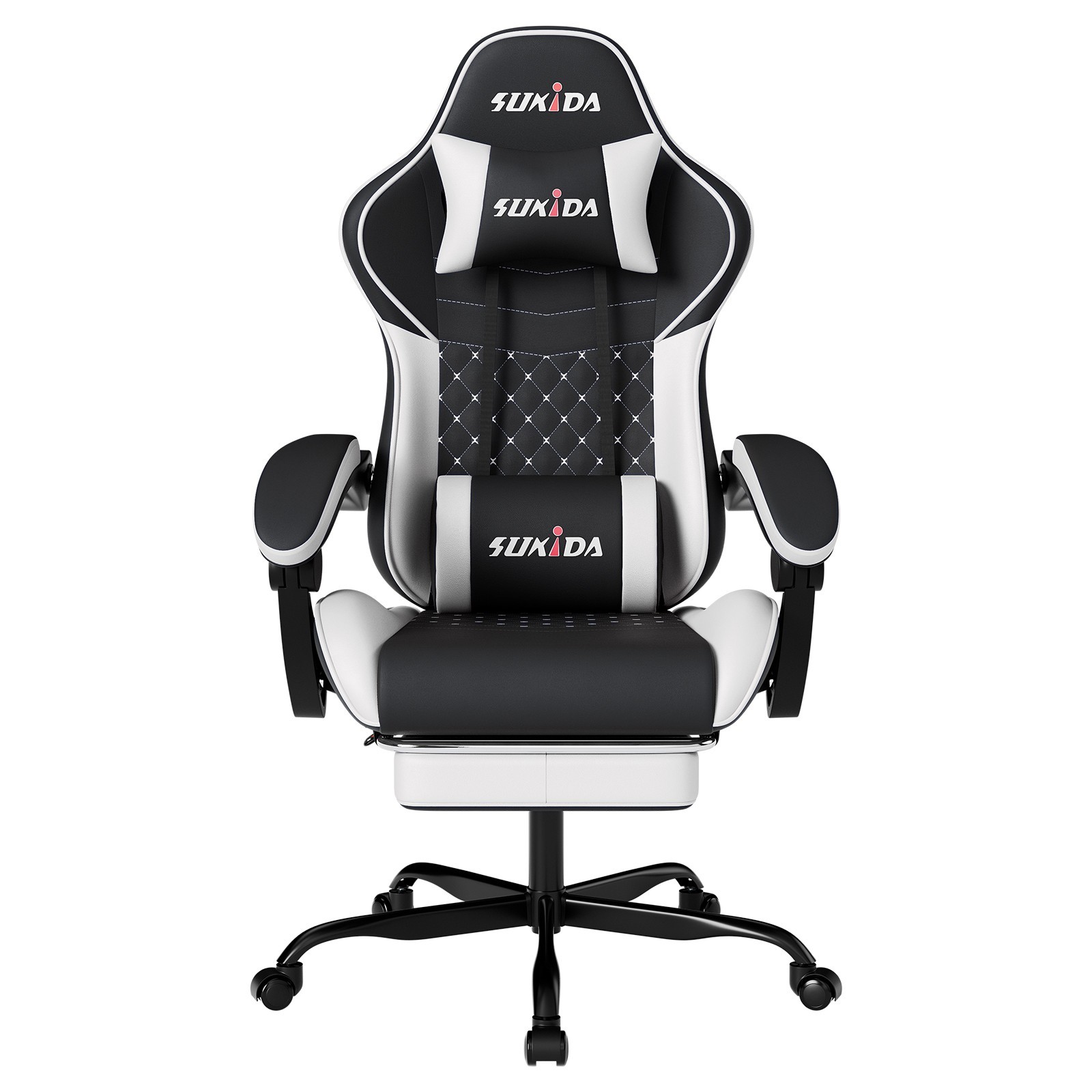 Gaming Chair PVC Leather Featuring High-Back Massage Function and Footrest