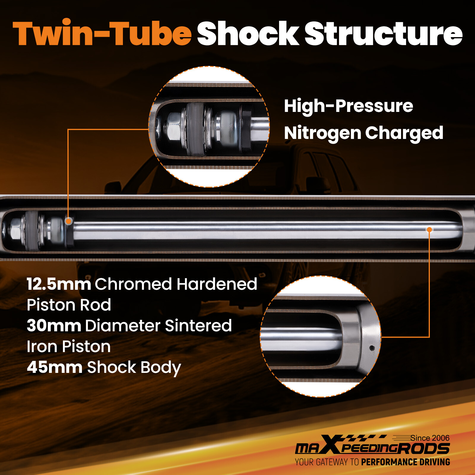 Pair Rear Lowering Shocks 5" - 7" Drop For Chevy Silverado/GMC Sierra 1999-2006