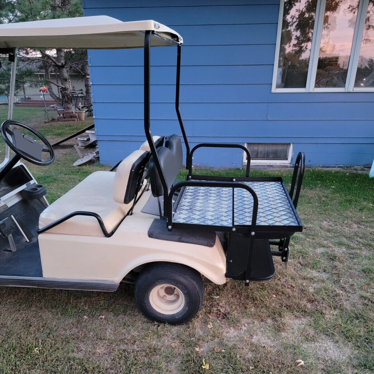 For 1982-2000.5 Club Car DS Golf Cart Flip Folding Rear Back Seat Kit+Grab Bar