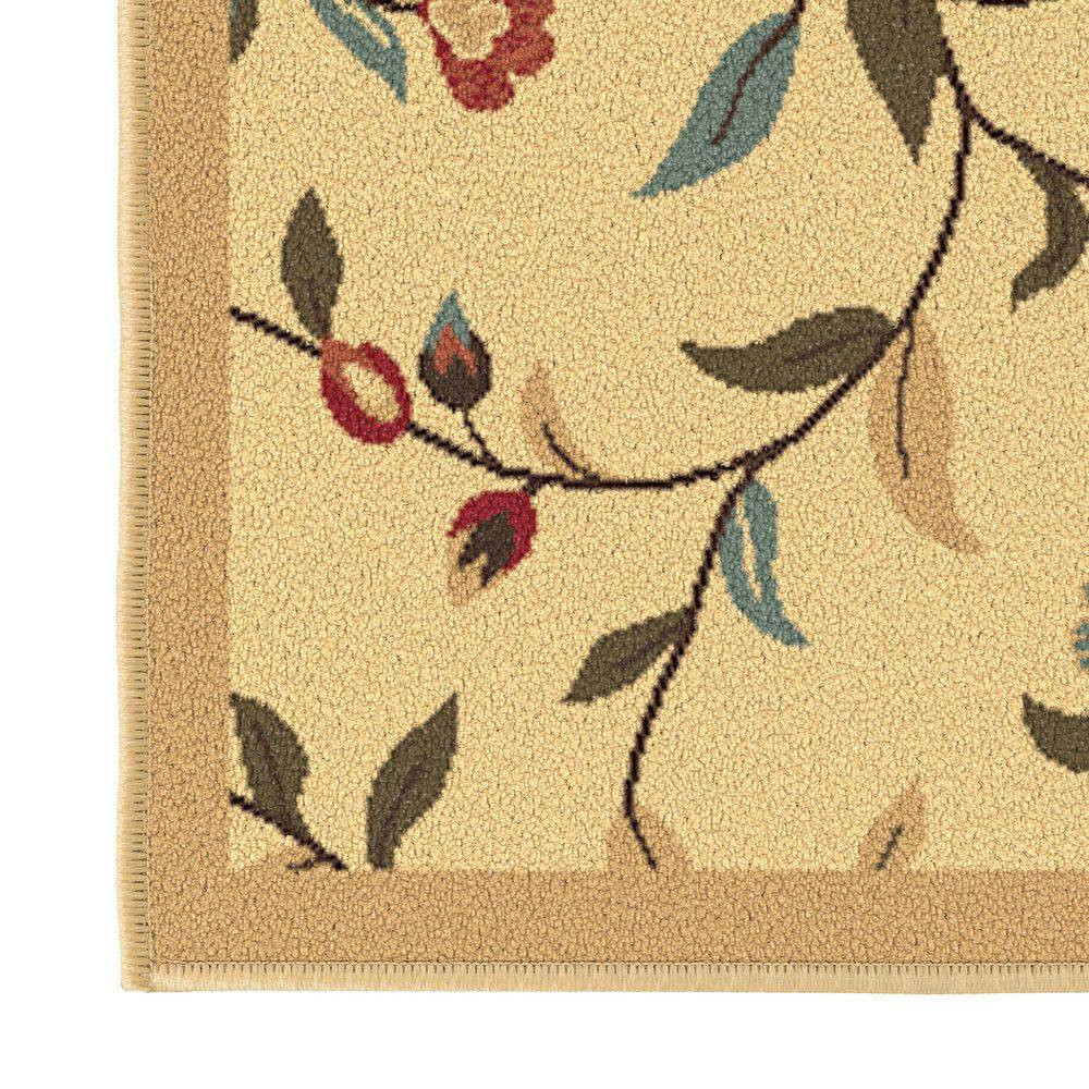 Ottohome Collection Non-Slip Rubberback Floral Leaves 2X5 Indoor Runner Rug, 1 F