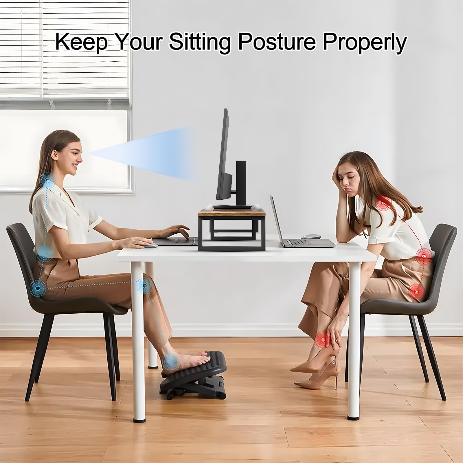 59 Large TV Riser Stand for 32-75 TV, TV Shelf Steel Legs Brown