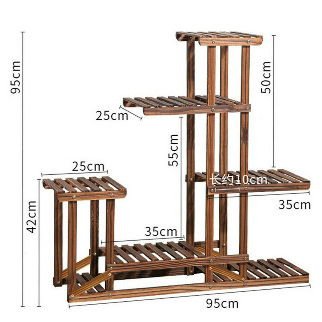 Multi Tier Wood Flower Rack Plant Stand Wood Shelves Bonsai Display Shelf Indoor