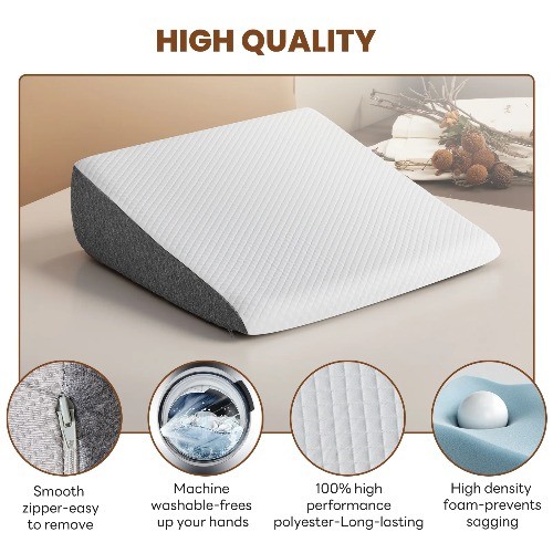 Wedge Pillow, Memory Foam Bed Wedge for Acid Reflux & Recovery23.6×23.6×7.5in