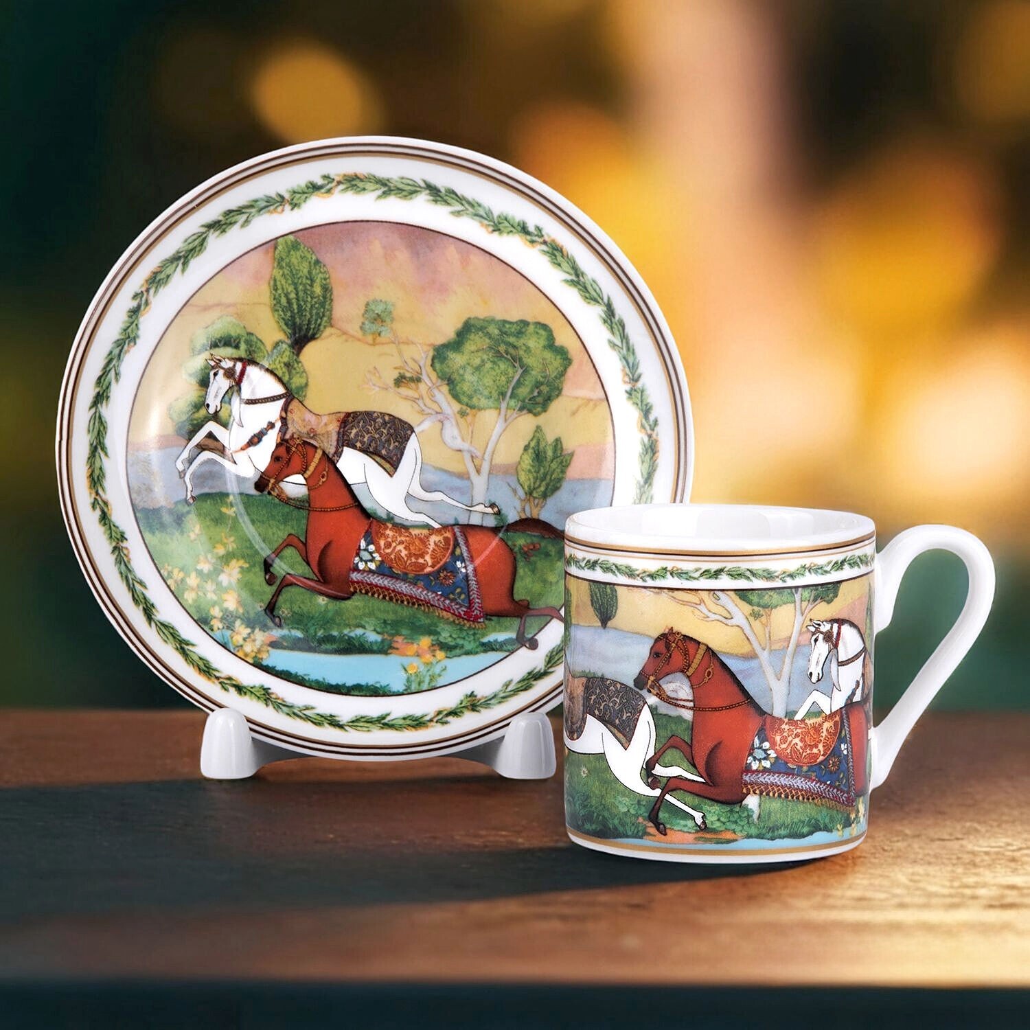 Running Horse Bone China Espresso Cup Set Luxury Demitasse Coffee Cups Set 100ml