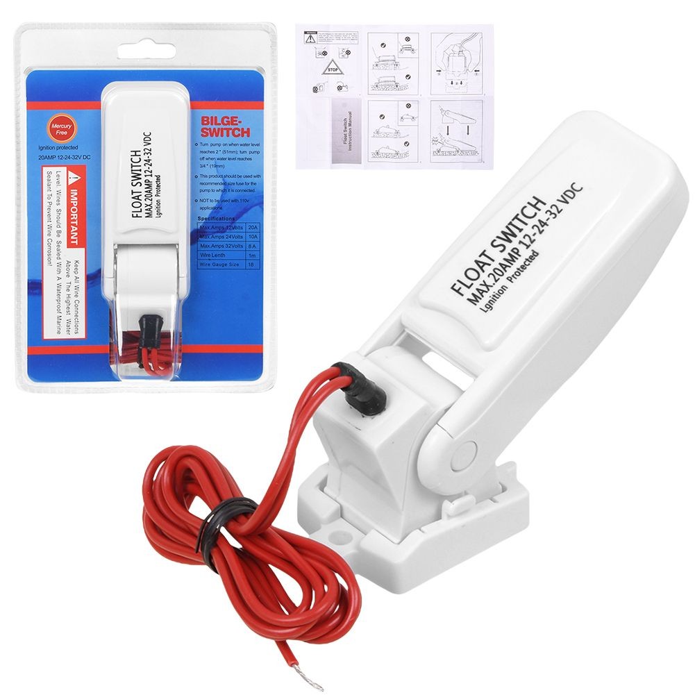 2x Automatic Boat Bilge Pump Float Switch - 12/24/32VDC, 20A for Boat Water Pump
