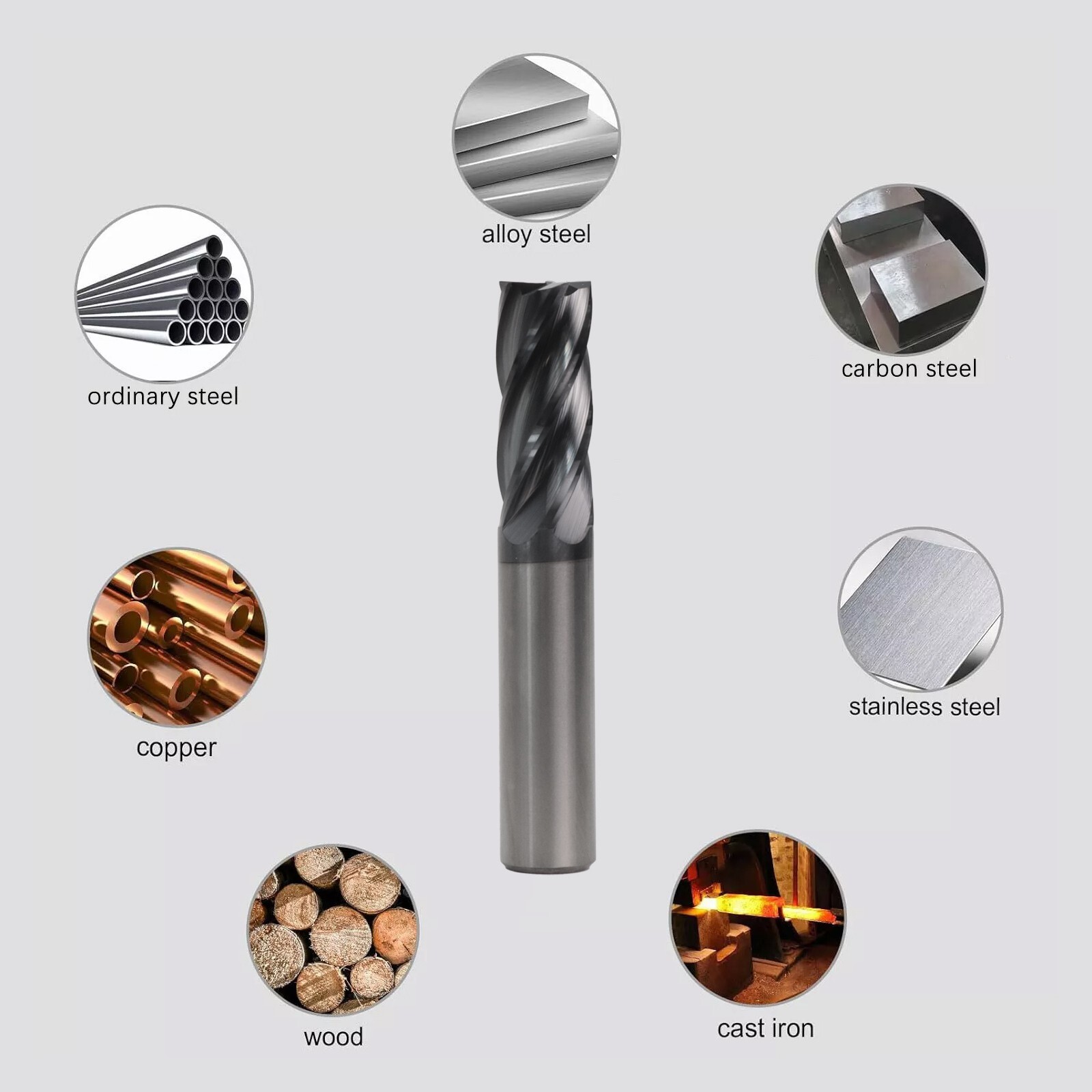 1PCS 1/2" 5 FLUTE CARBIDE END MILL - SQUARE END - AlTiN Coated