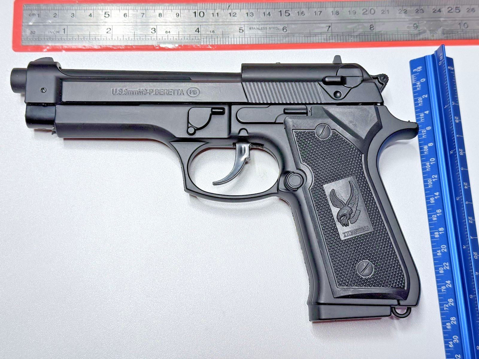 9mm M9 Beretta Jet Black Slide Action Gun Pistol Jet Torch Lighter USA 1:1 Big