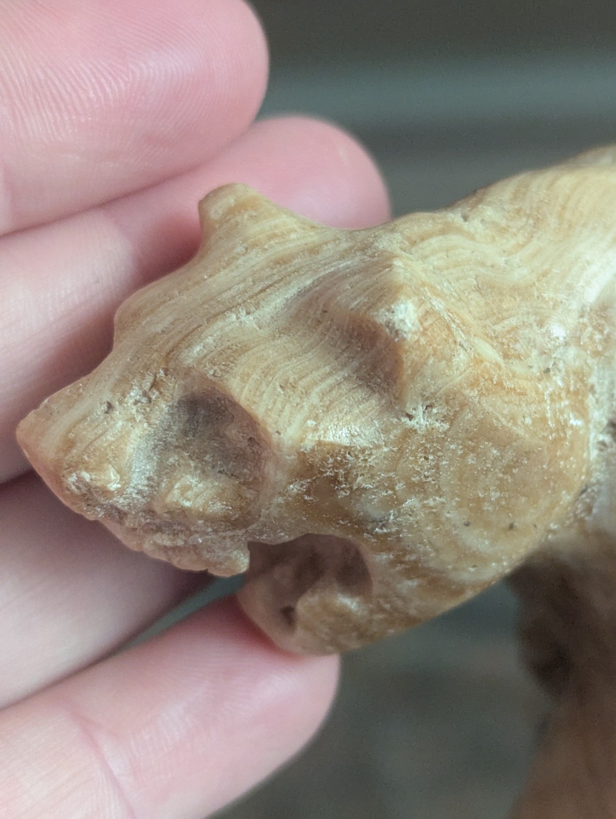 Vintage Carved Stone Panther Puma Cat Statue Figurine Mountain Lion Natural Art