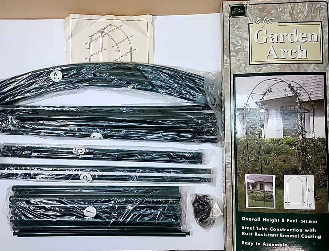 8ft. Green Metal Garden Arch- Arbor Trellis For Climbing Plants-Wedding