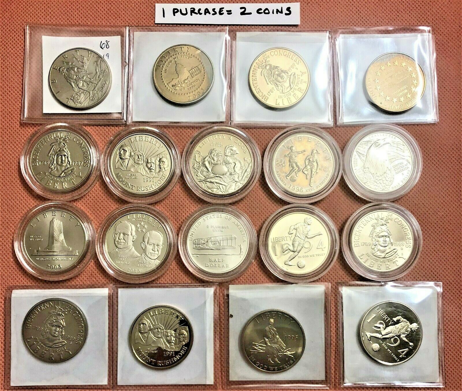 MODERN COMMEMORATIVE HALF DOLLAR COINS PROOF / UNCIRCULATED, SOME SILVER