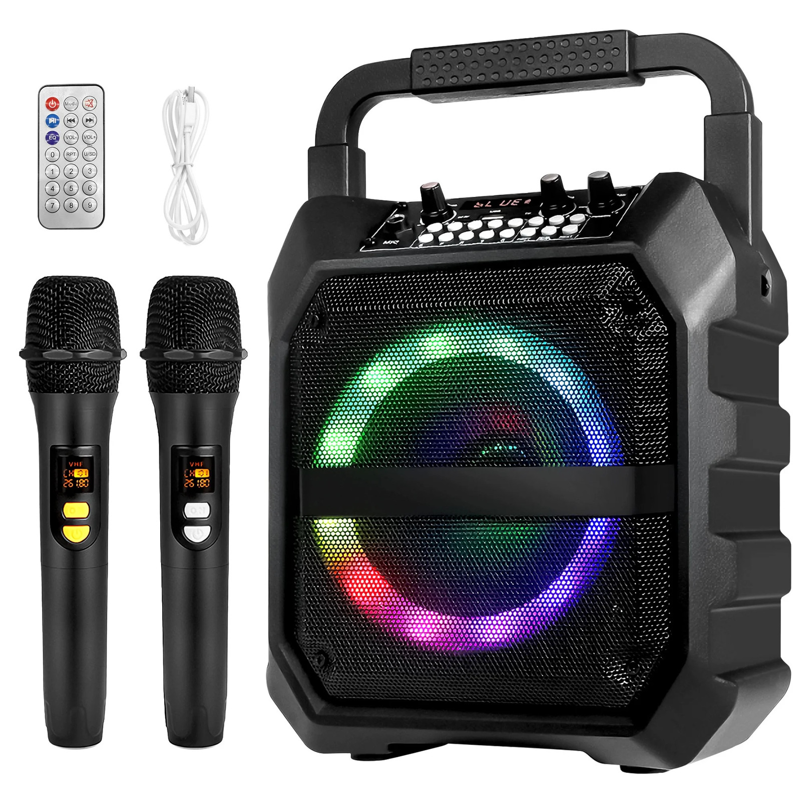 Seenda Karaoke Machine with 2 Wireless Microphones, Bluetooth Speaker, and