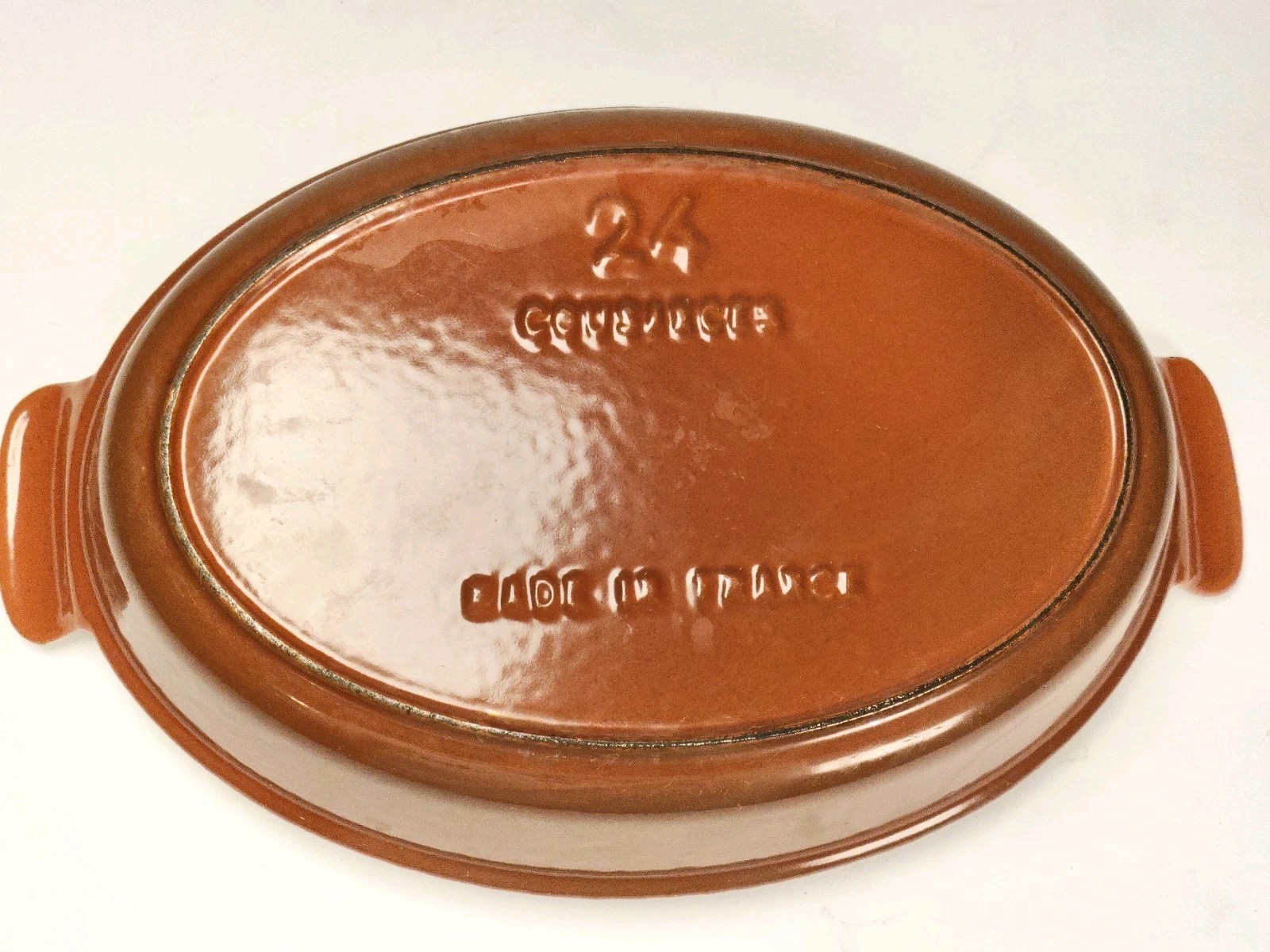 Vintage COUSANCES/Le Creuset #24 Brown Oval Au Gratin Pan Enamelled Cast Iron