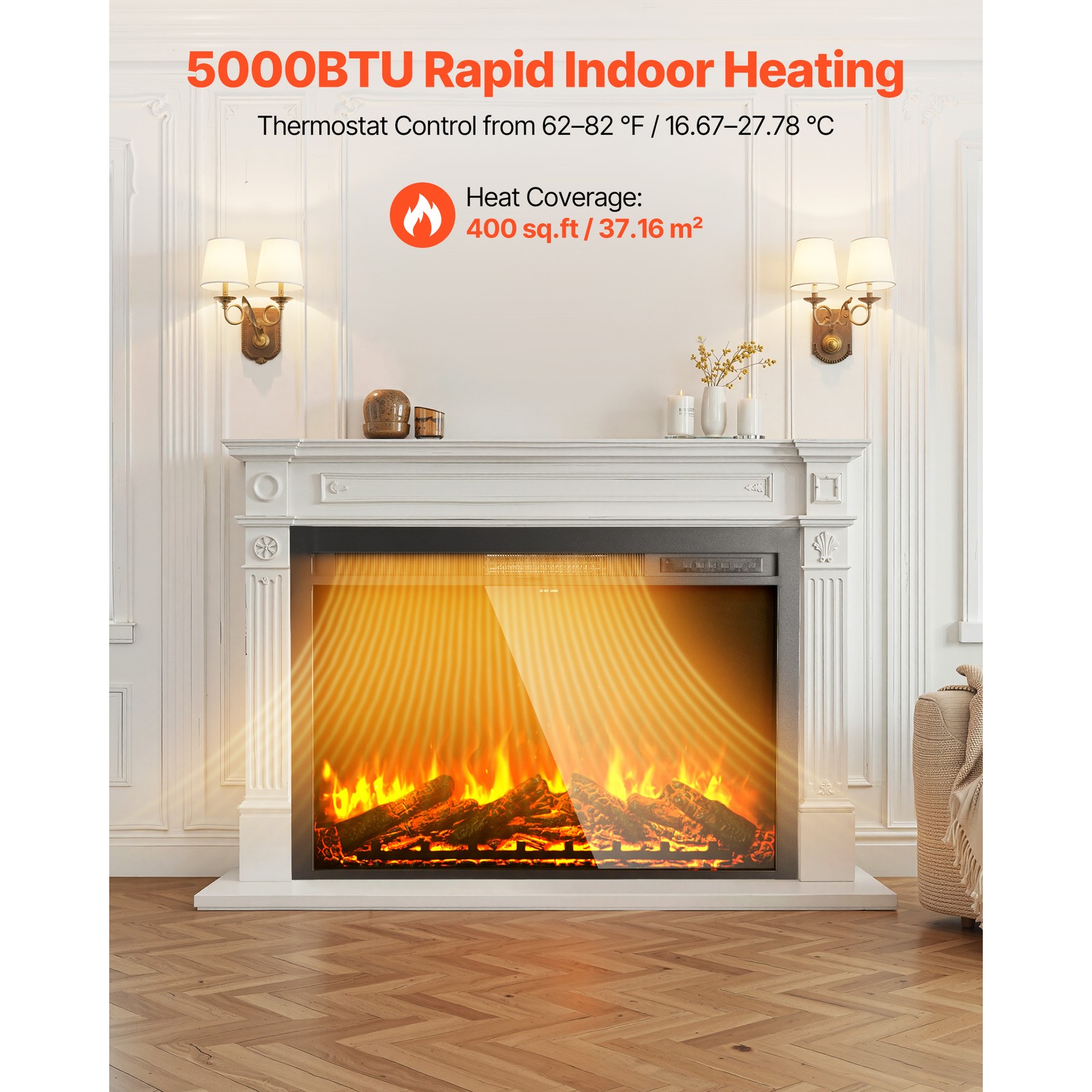 Uimoso 40in Electric Fireplace Insert with Wall Mount & Adjustable Heater