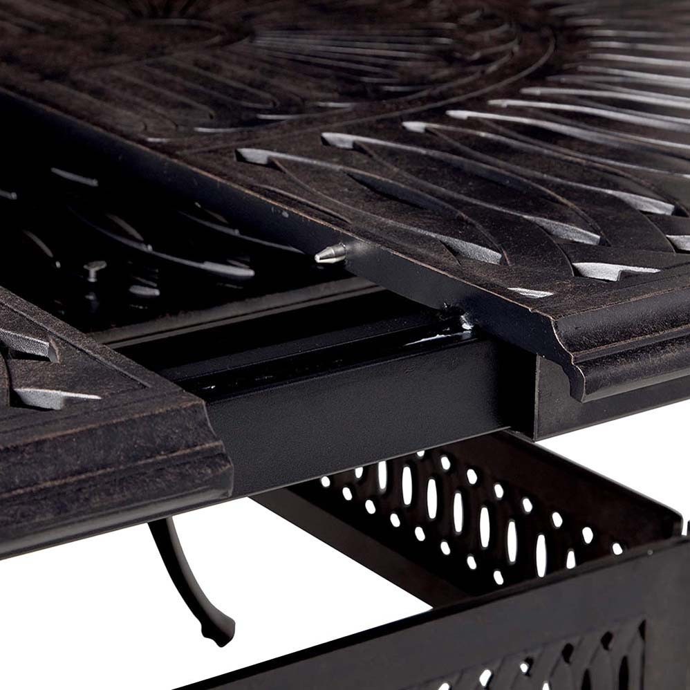 Patio outdoor dining table Santa Clara cast Aluminum rectangular extendable 132"