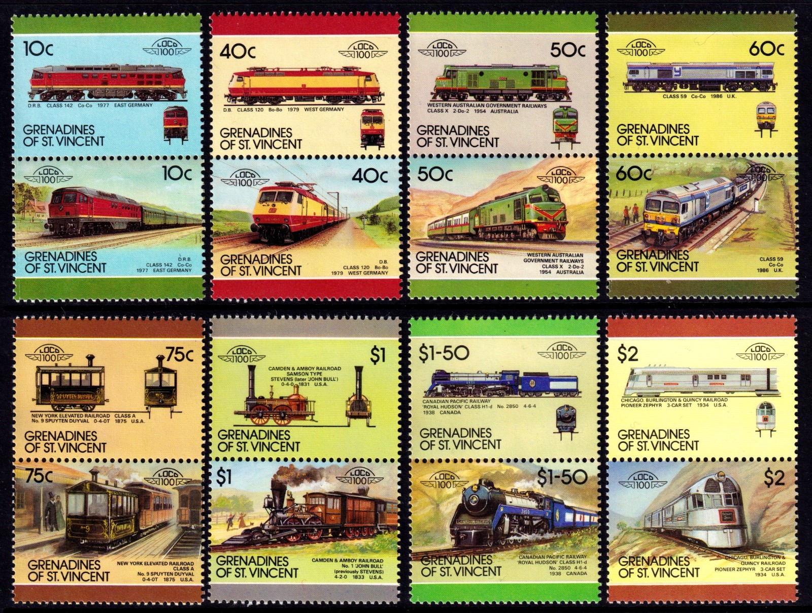 St. Vincent Grenadines 1987 Locomotives 8th Series Complete Mint MNH Set