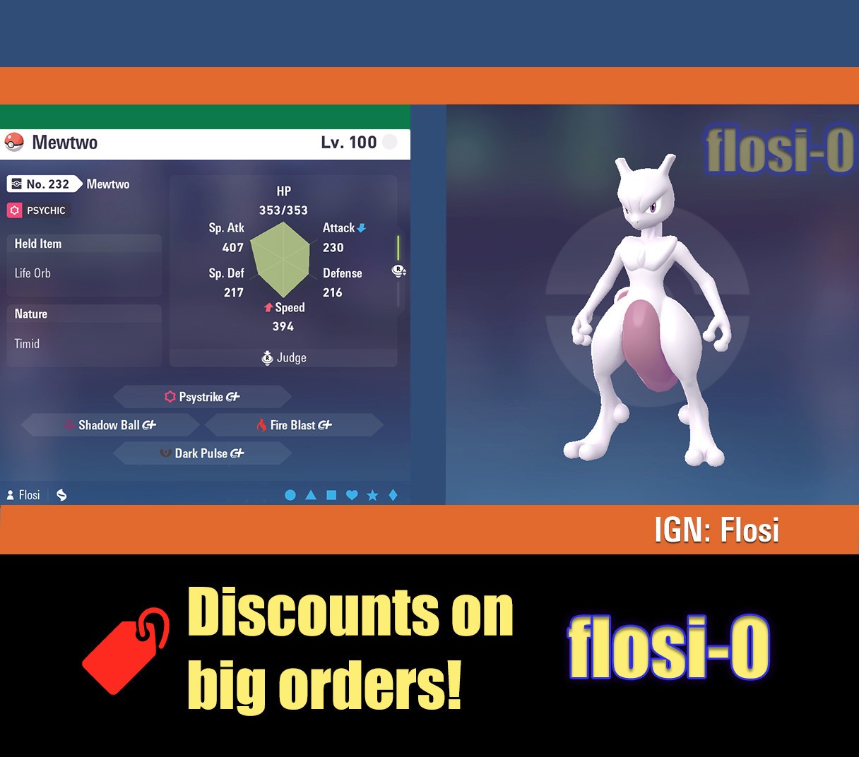 6IV Mewtwo (Special Attacker) Pokemon Legends ZA (Legends Z-A)