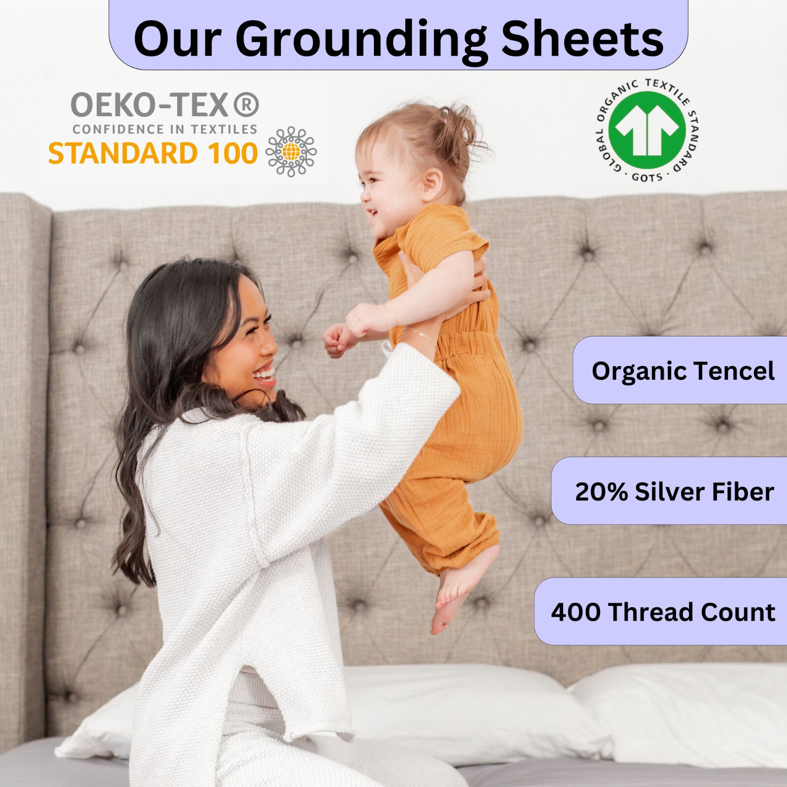 Fitted Grounding Sheets, 20% Silver + Organic Tensel, Silky Soft MADE IN USA