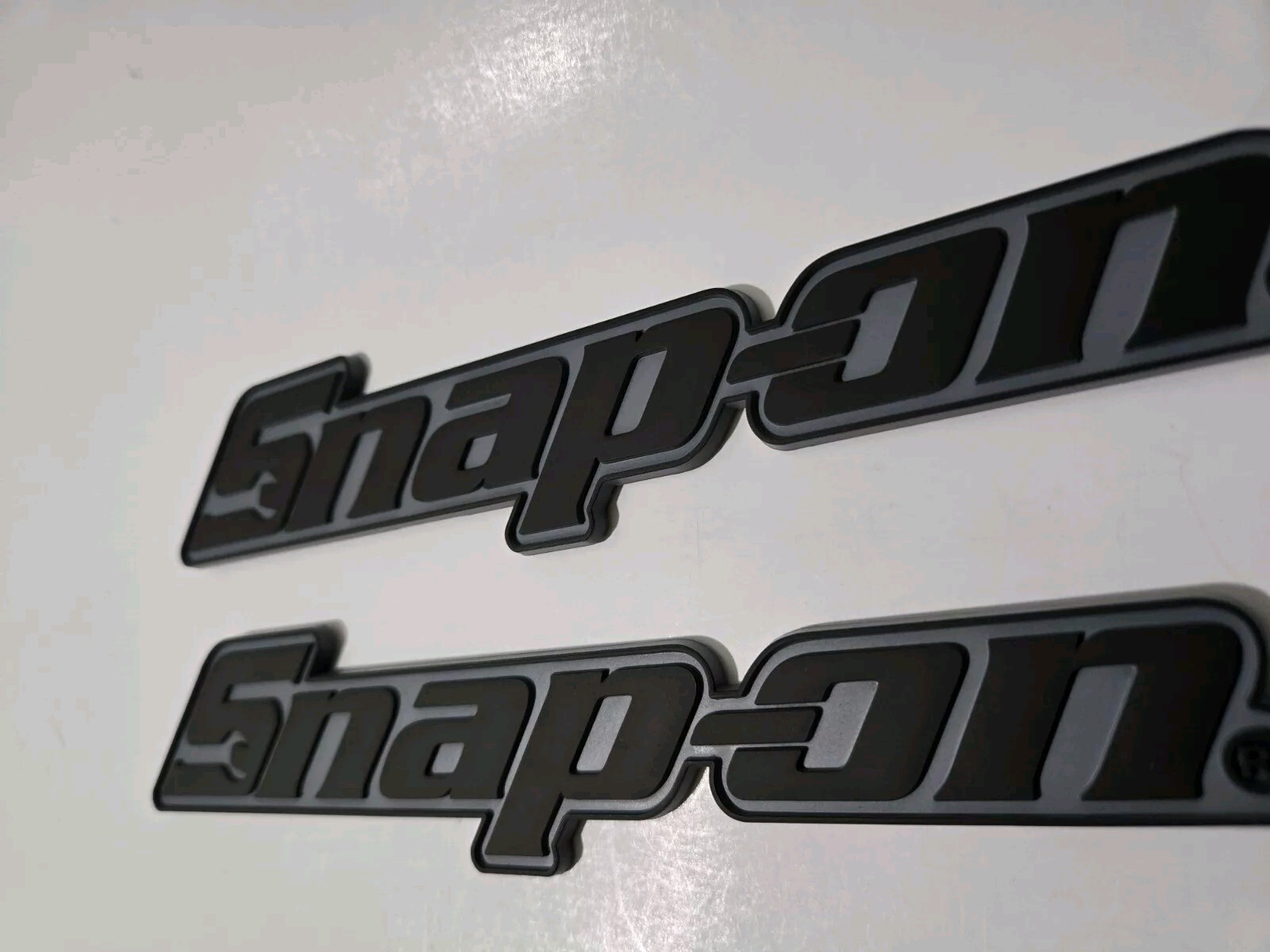 2PACK SNAP ON TOOL BOX LOGO EMBLEM MATTE BLACK Plastic Badge Decal 8" NEW + GIFT