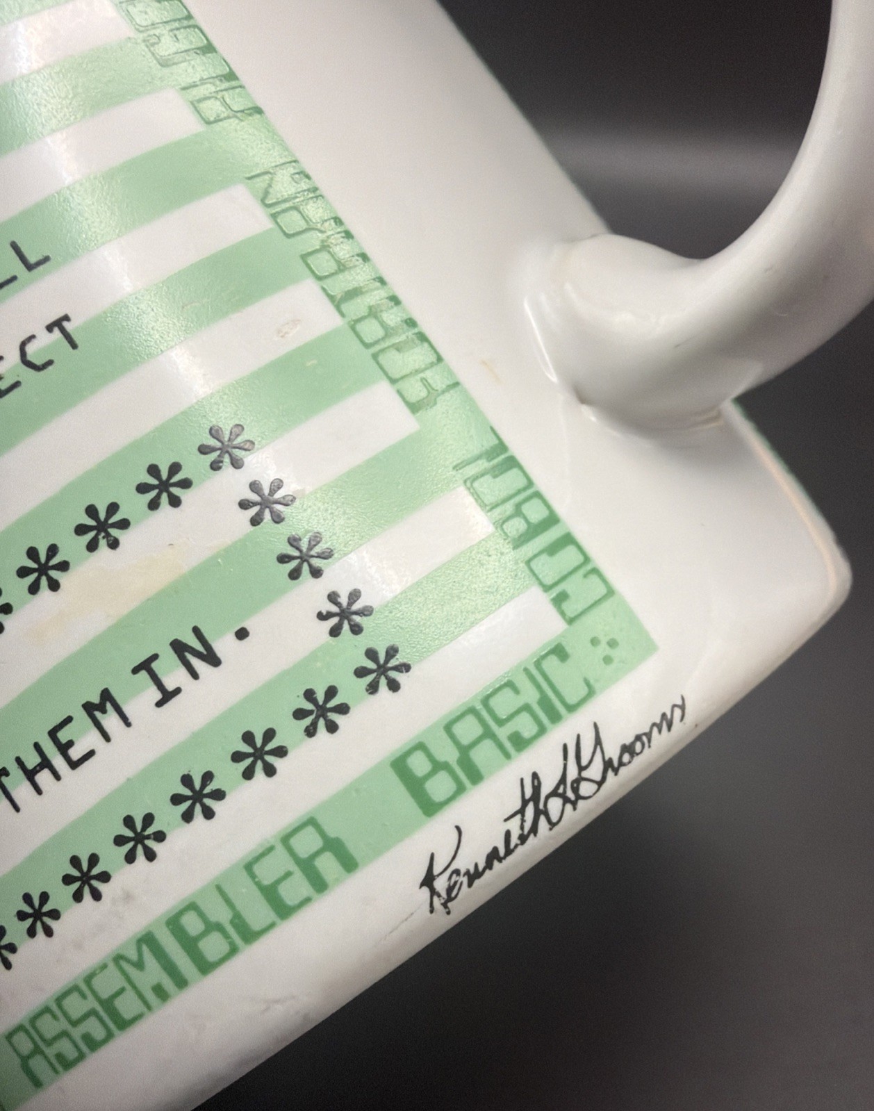 Vtg 80s Kenneth Grooms Laws Of Computer Programming 1982 Mug Printer Paper Funny