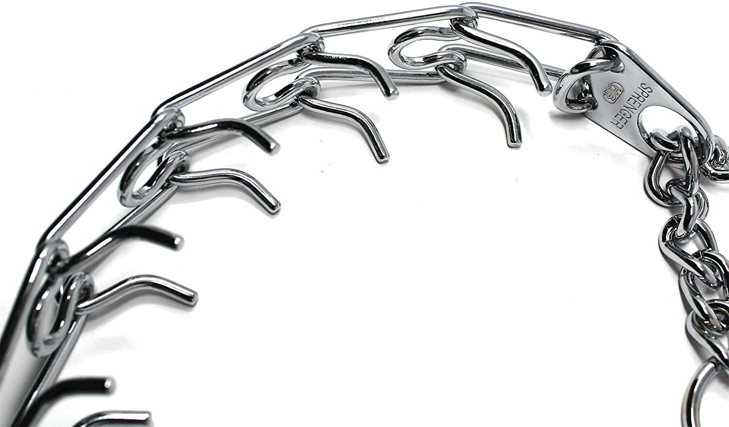 USED-Sprenger Chrome Plated Steel Prong Dog Training Collar No-Pull with Swivel