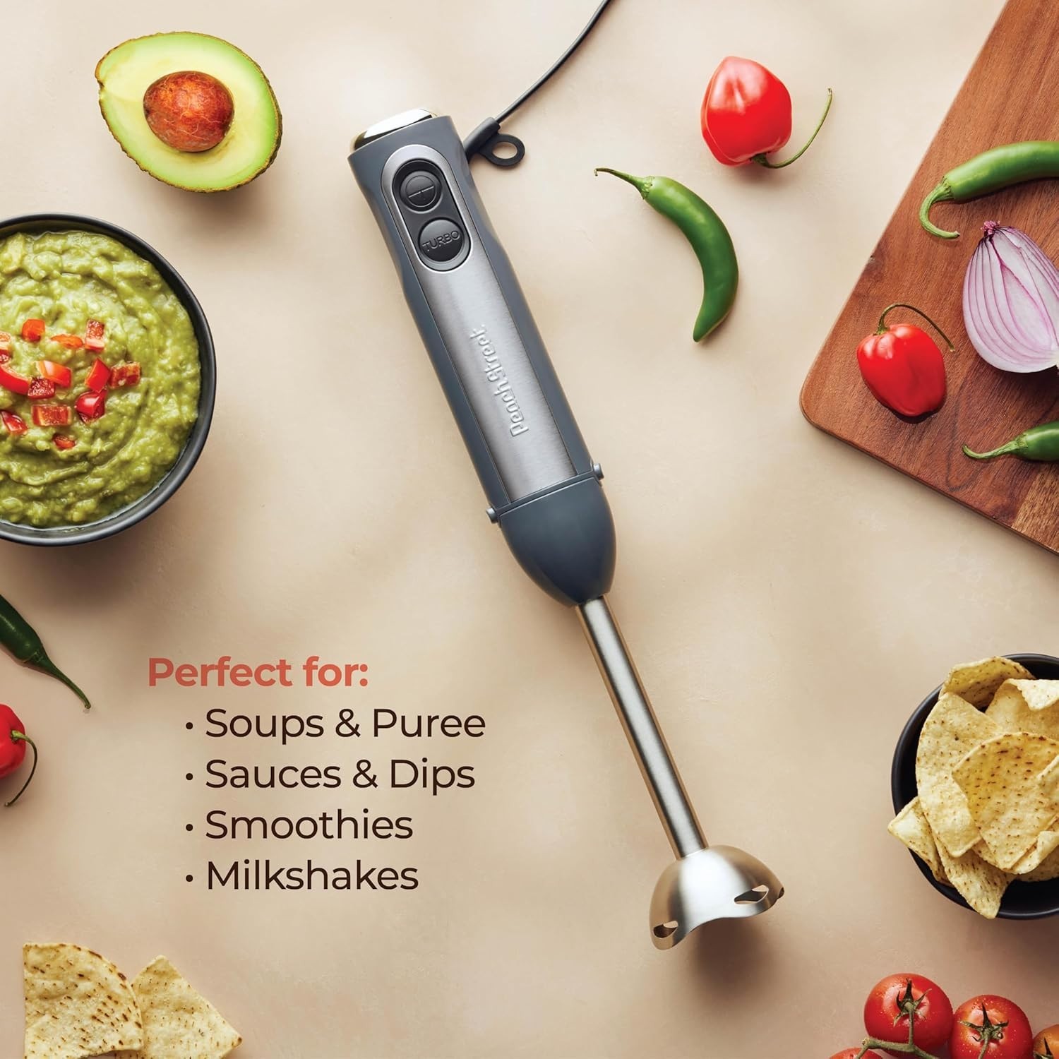 Durable 500W Electric Blender Stick with Turbo Speed for Smoothies & Soups