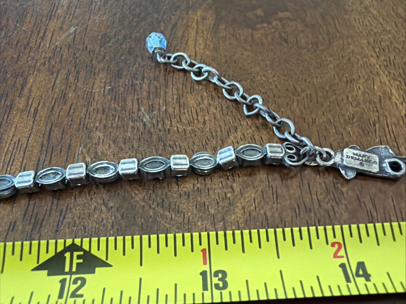 Mary Demarco Fairycore Rhinestone Tulip Glass Opal Hand Clasp Necklace 13"