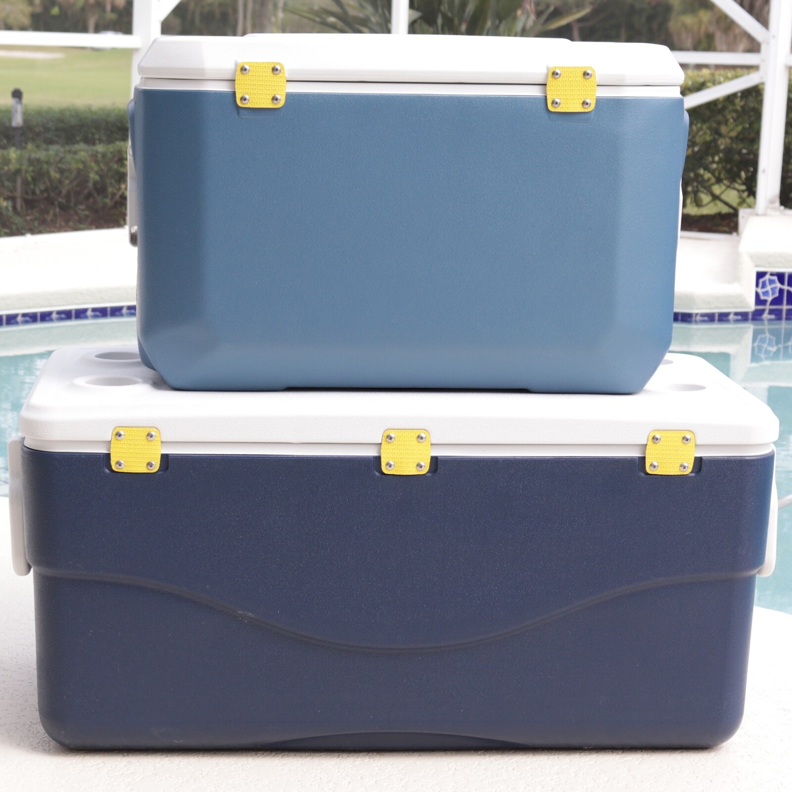 Coleman Cooler Replacement Hinges (2 or 3) & Lid Straps - Repurposed Fire Hose