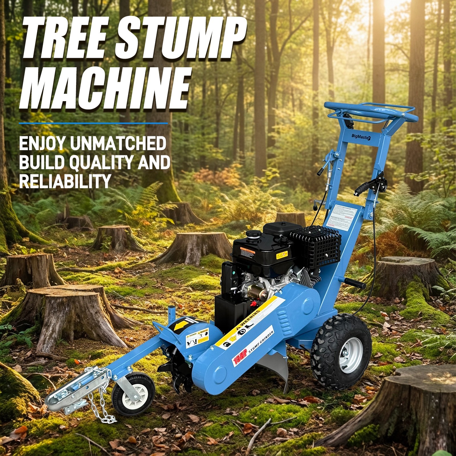 420cc 15HP Stump Grinder, Electric Start, 15'' Cutting Height/10'' Cutting Depth