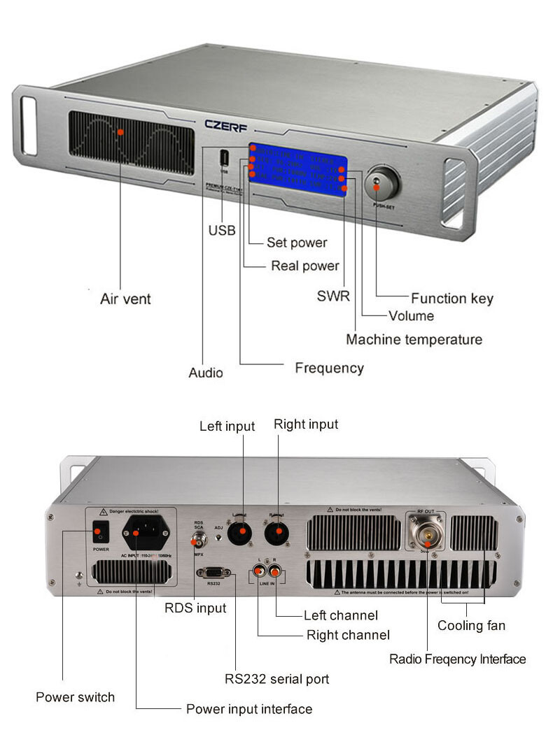 1000W Professional FM transmitter stereo broadcast adjustable +Antenna 1kw