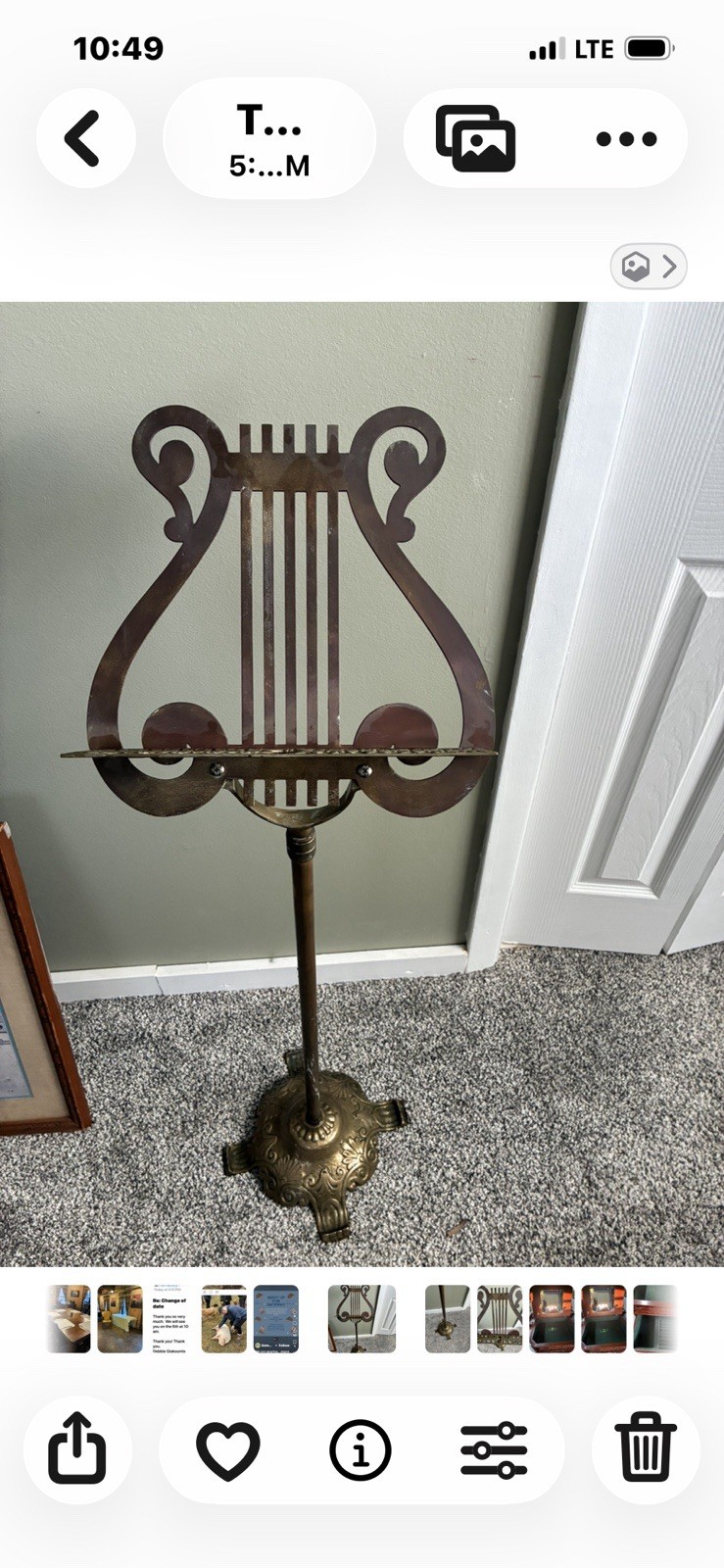 Music Stand Vintage Solid Brass