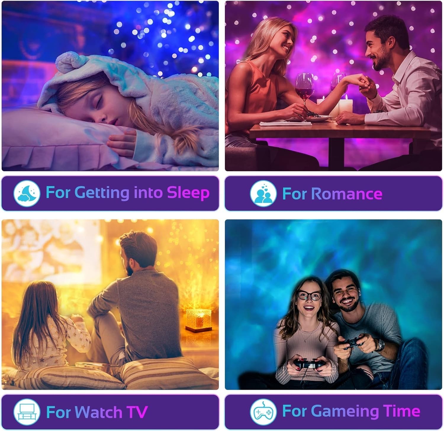 16 Colors LED Night Light Ocean Wave Projector Lamp Aurora Rechargeable Bedroom