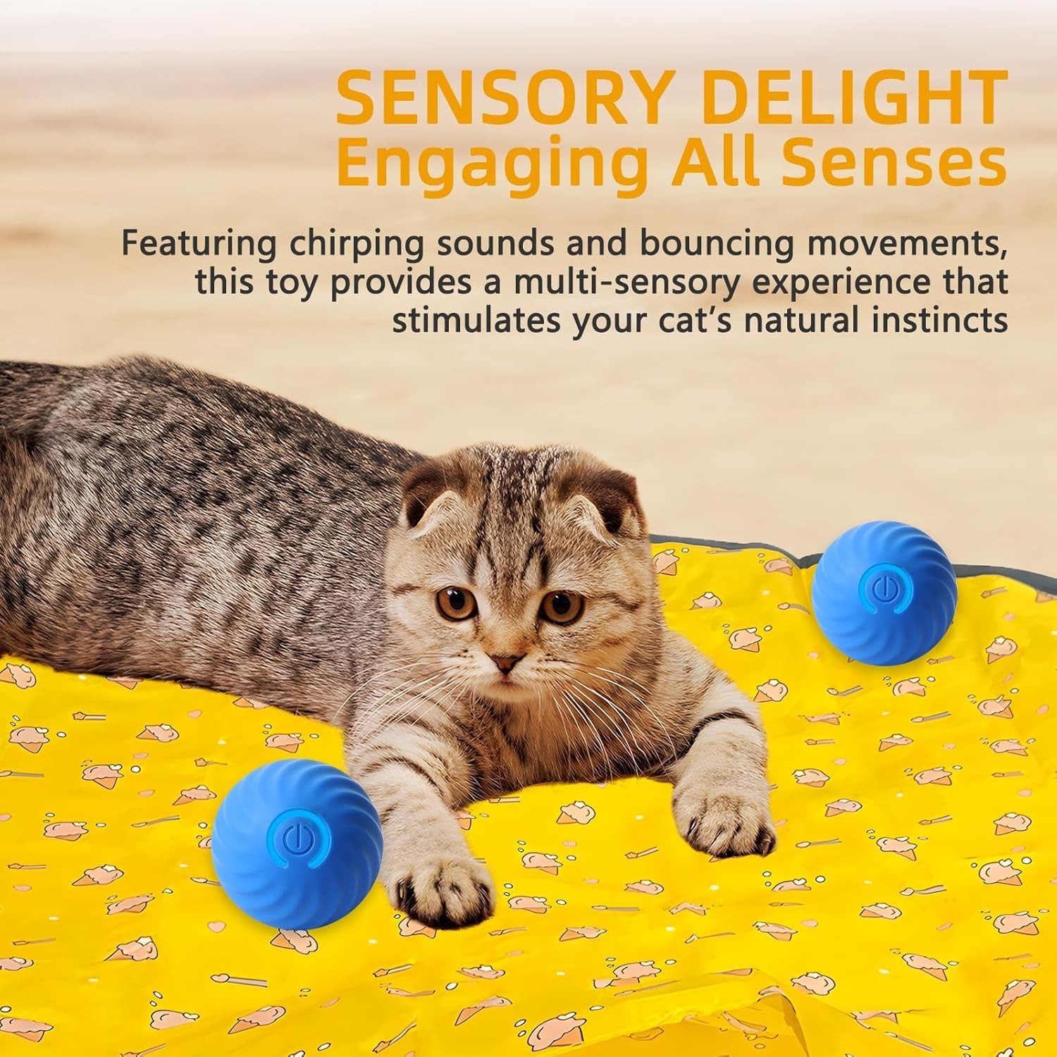 Interactive Cat Toy for Cats Kitten, Automatic Moving Ball in 28 Inch Play Mat