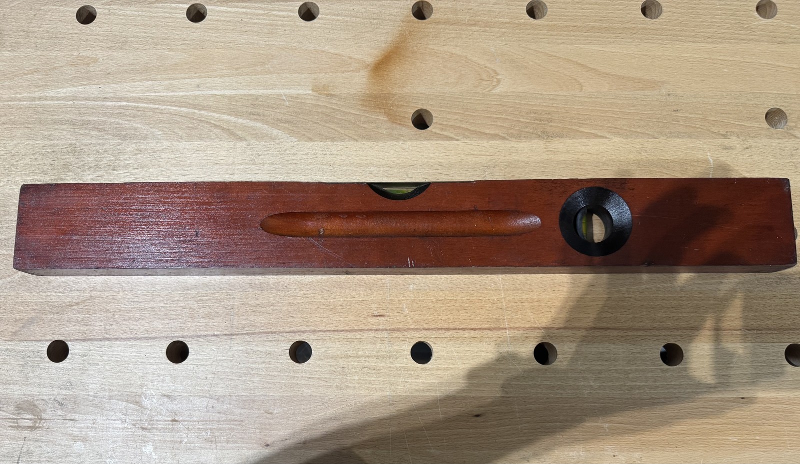 Vintage Stanley Wood Level Genuine Cherry Plumb & Level Tool Made in USA Antique