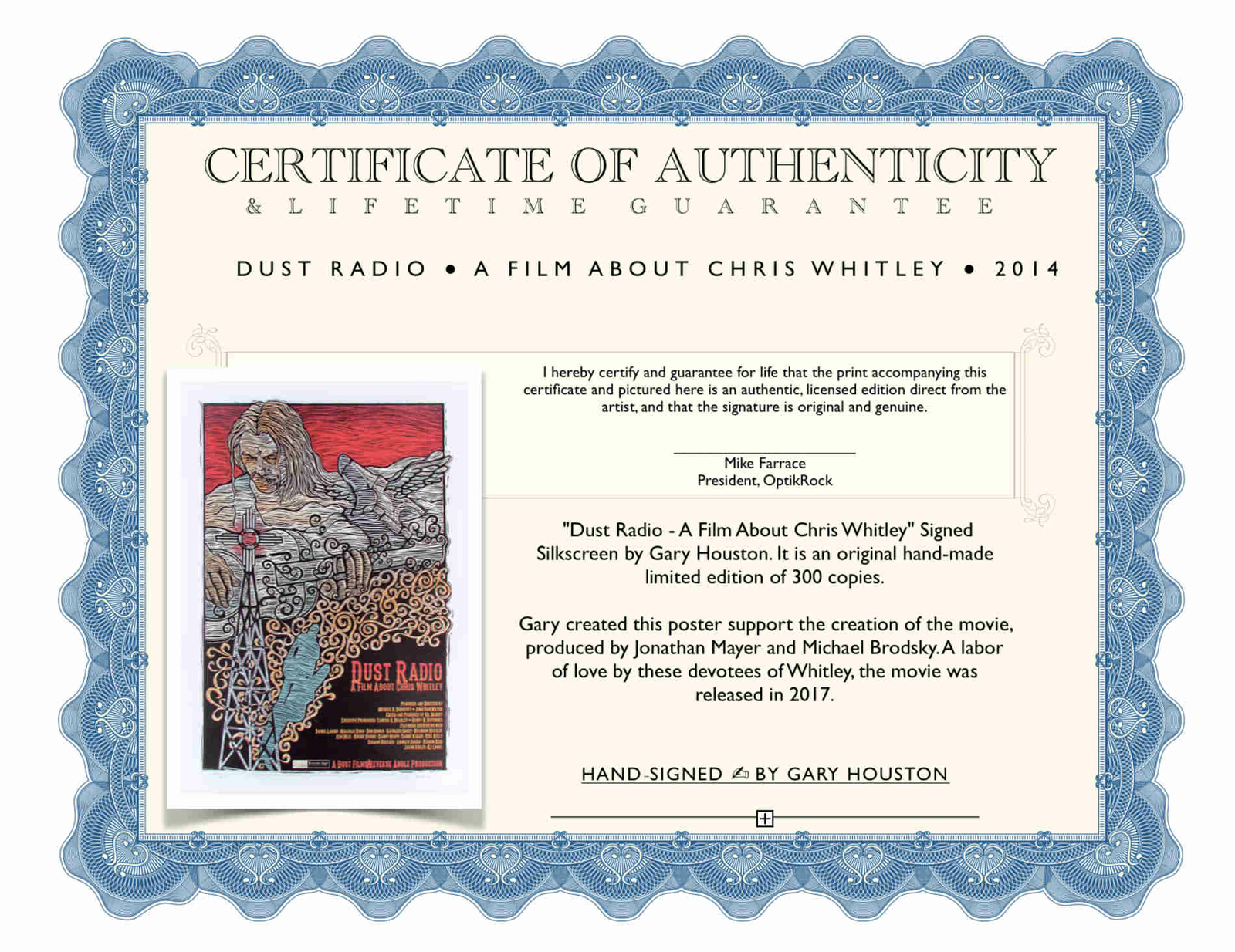 Dust Radio Poster A Film About Chris Whitley Signed Silkscreen Gary Houston