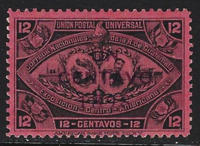 GUATEMALA 1897 SCOTT 74 EXPOSITION ISSUE SURCHARGED  MINT VLH