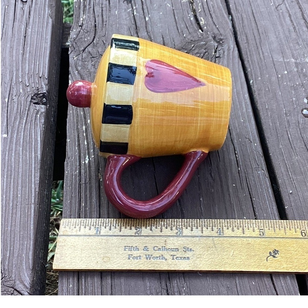 Sakura Hand Painted Ceramic Teapot and Sugar Bowl Set Whimsical Heart Polka Dot