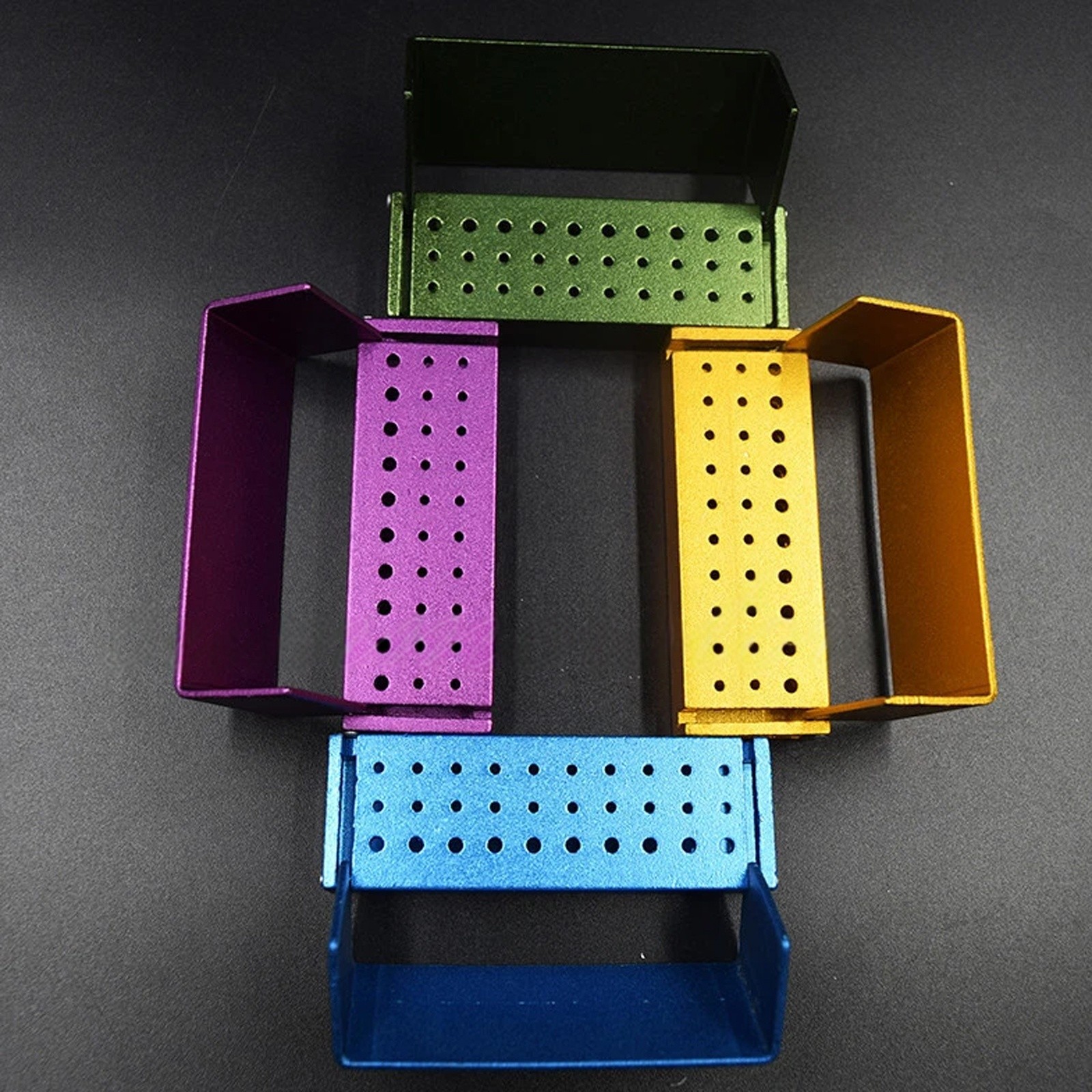 Dental Bur Burs Holder Block Disinfection Box Aluminium Autoclave 30 Holes