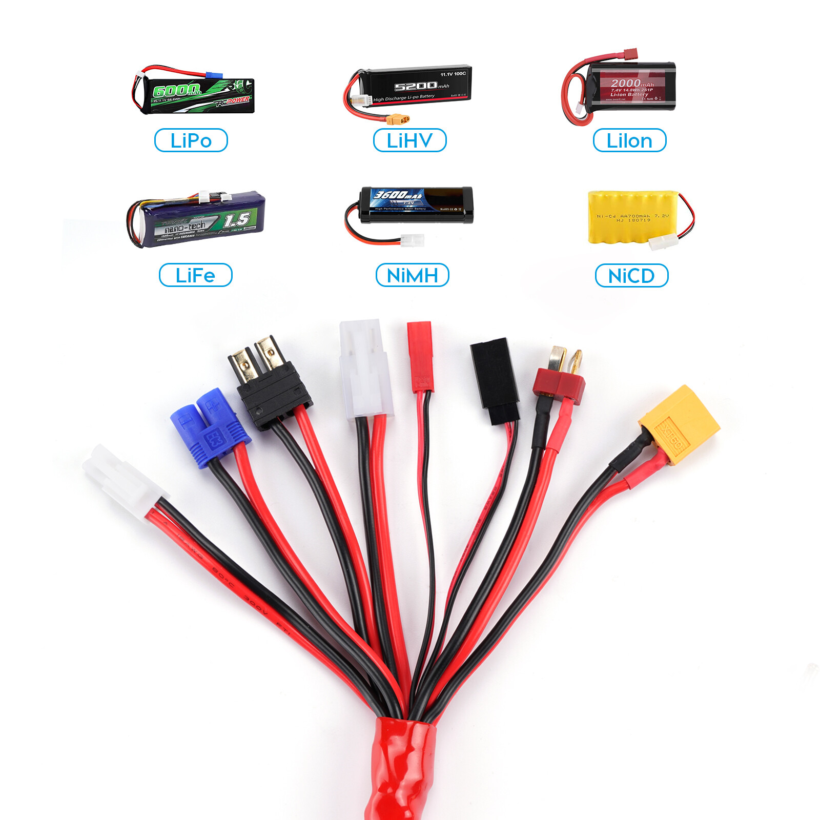 8 in1 RC Lipo Battery Charger Adapter Connector Splitter Wire for XT60H TRX Plug