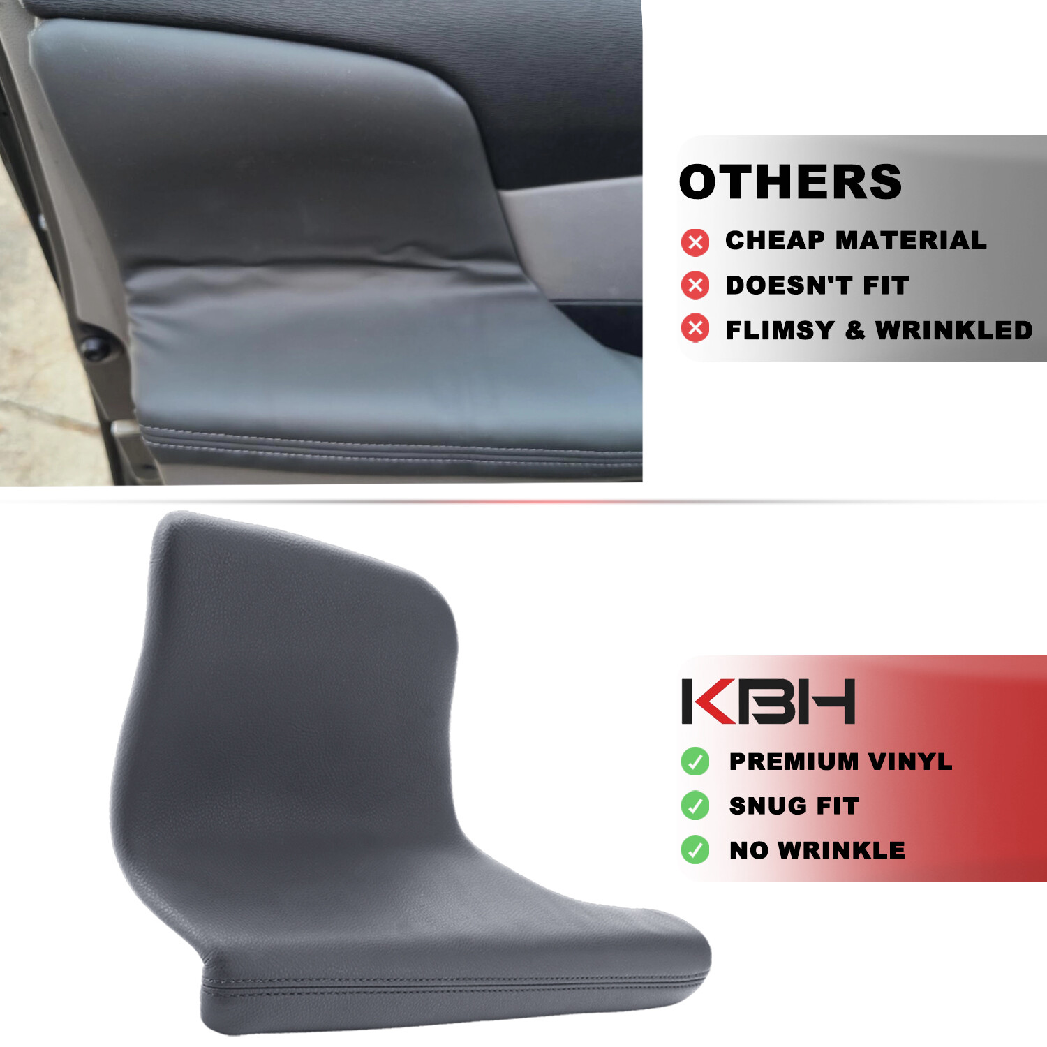 2Pc For Honda Odyssey 2011-2017 Door Armrest Replacement Cover Leather Dark Gray