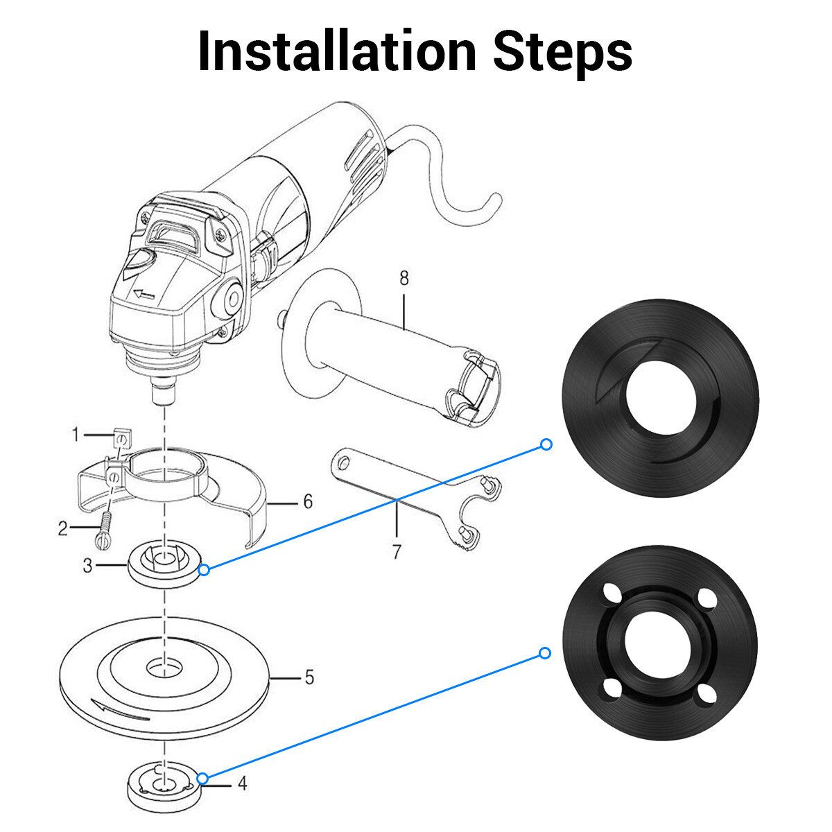 Grinder Flange Lock Nut Wrench Fit Milwaukee Dewalt Makita 4-1/2"5" 5/8-11 Parts