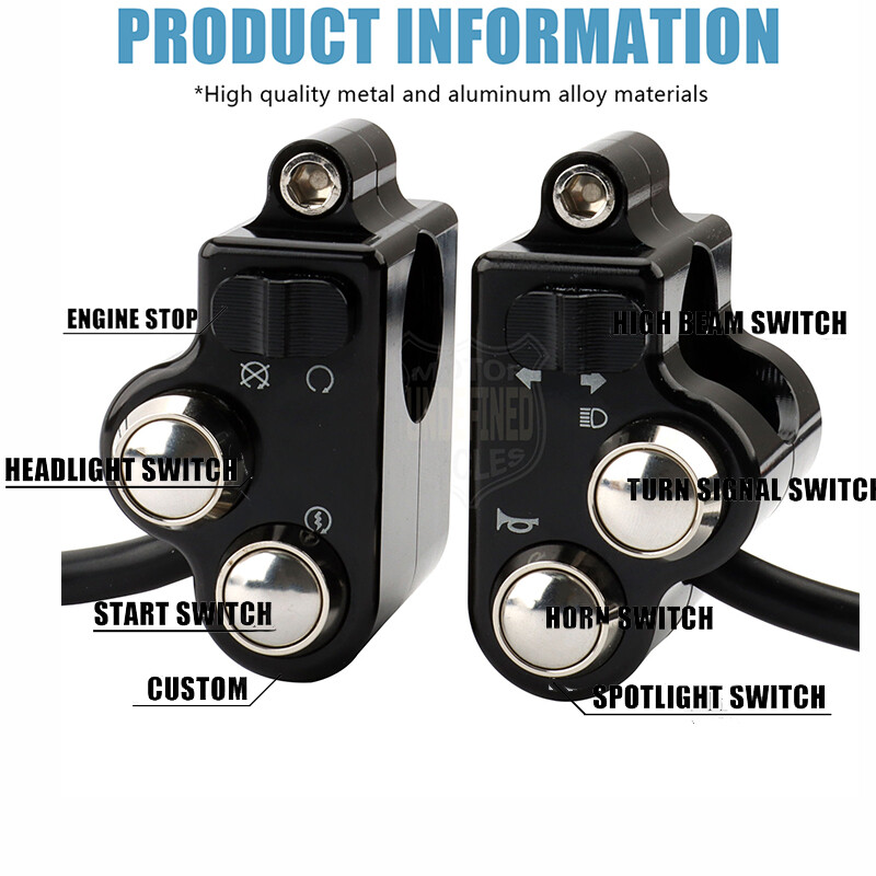 1" Bar Universal Handlebar Switch Horn Button Controls for Harley Chopper Bobber