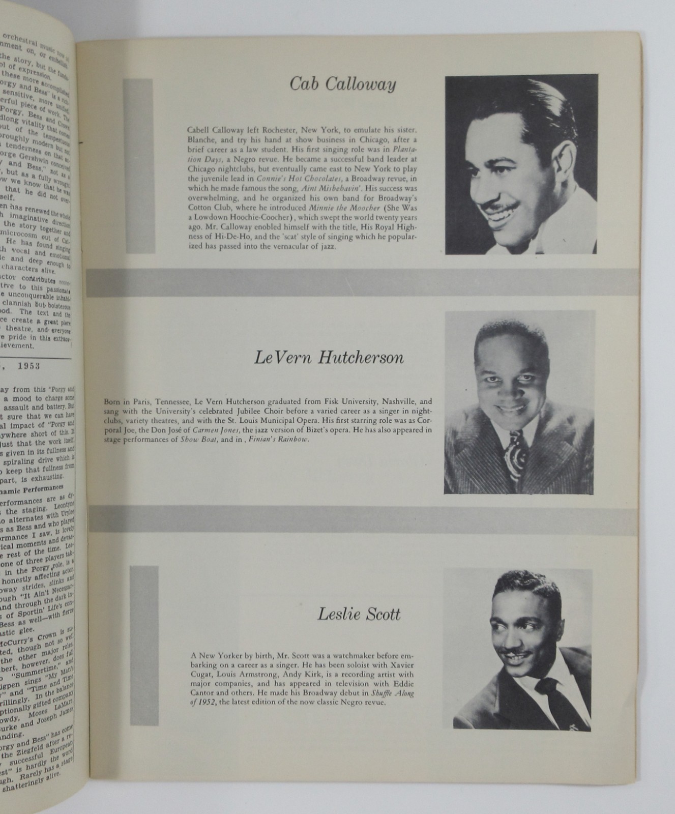 Porgy & Bess Theater Program Cab Calloway Helen Dowdy Ira George Gershwin 1953